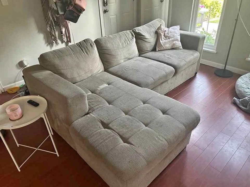 Light grey sectional sofa with chaise