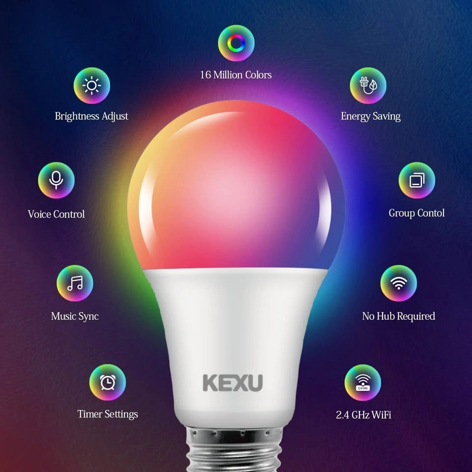 KEXU Smart Light Bulbs RGBW 16 Million Colors - 4 Pack - photo 2