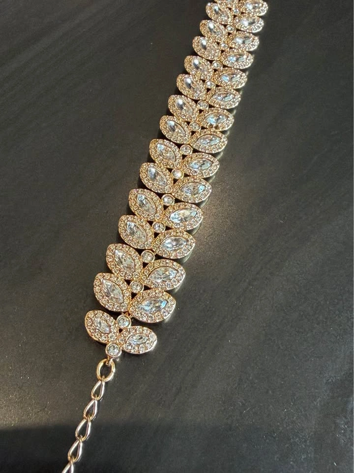 Swarovski Crystal Leaf Bracelet - Bridal Jewelry