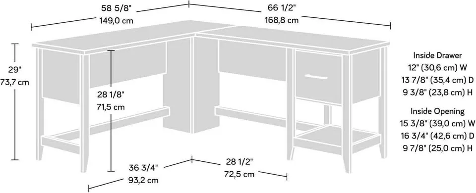 Sauder L-Desk 59 x 66 Inch Pebble Pine Finish BRAND NEW image indicator(2)