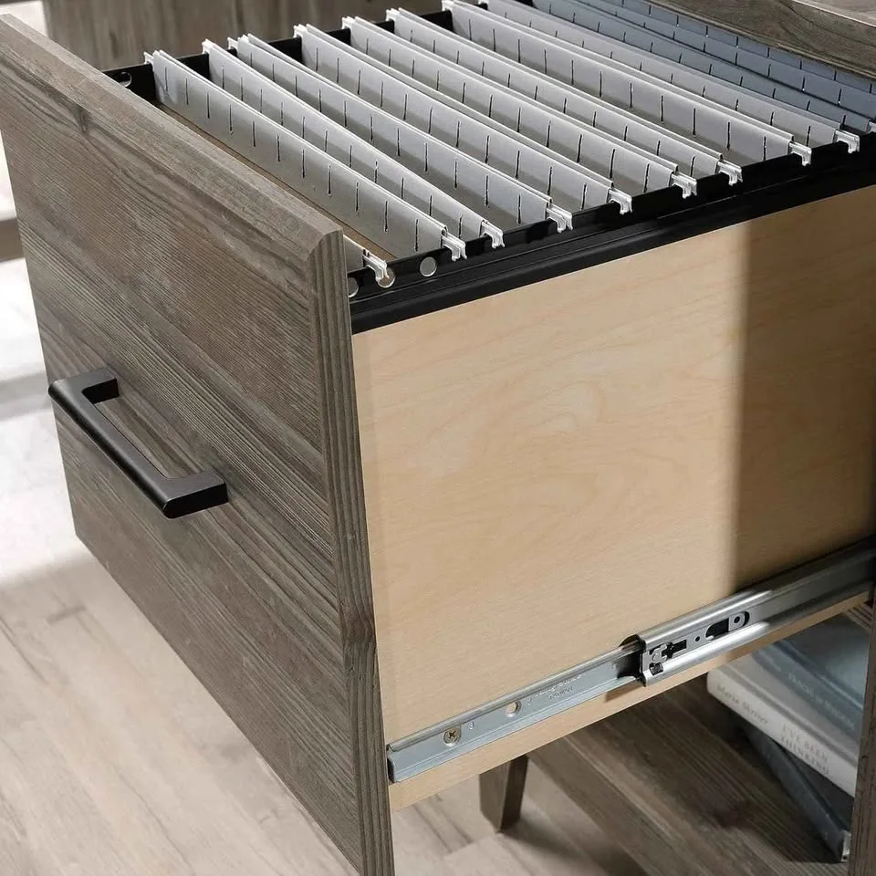 Sauder L-Desk 59 x 66 Inch Pebble Pine Finish BRAND NEW image indicator(3)