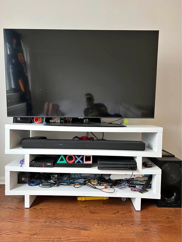 White multi-tiered TV stand