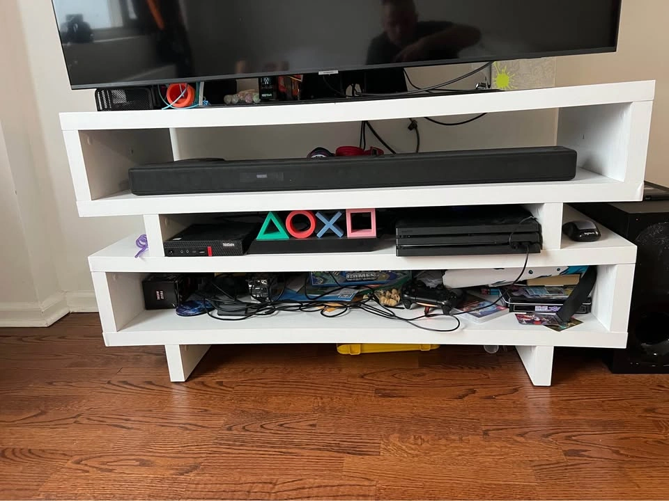 White multi-tiered TV stand - photo 2