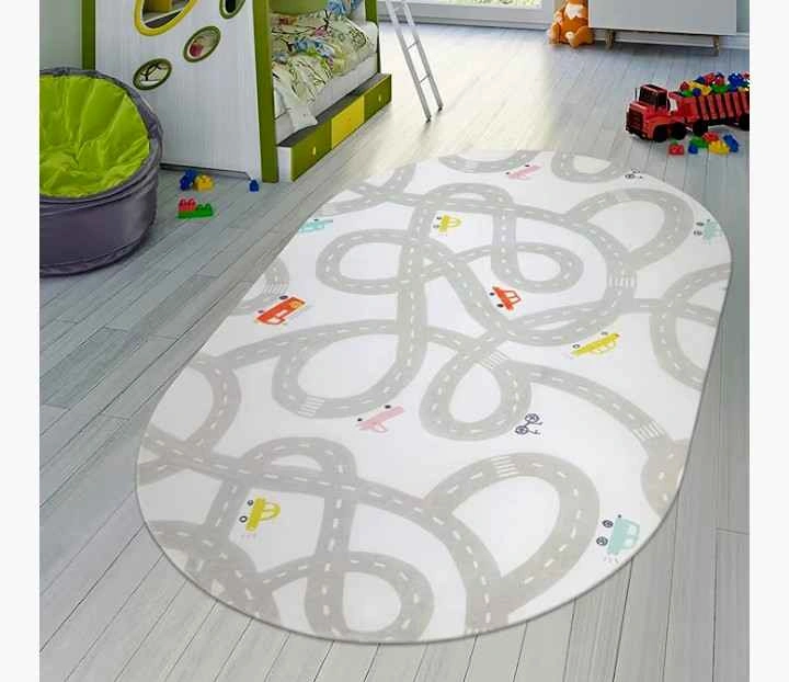 Grey Car Rug for Playroom, 5'X7' Kids Play Mat for Toddlers - photo 3