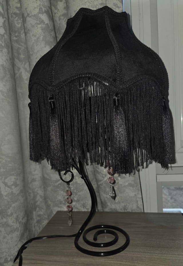 Black Lamp with Pink Crystals