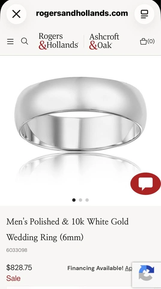 Roger and Hollands Men's 10k White Gold Ring (6mm) size 11 - photo 2