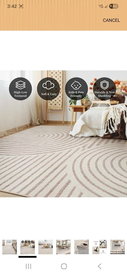 9x6 Boho Area Rug, Machine Washable - photo 2