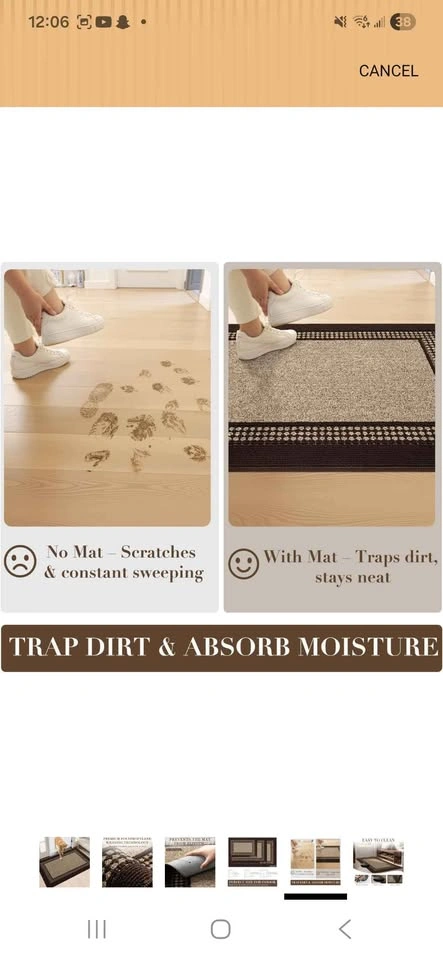 Indoor Door Mat, 32"x48" Non Slip Absorbent - photo 5