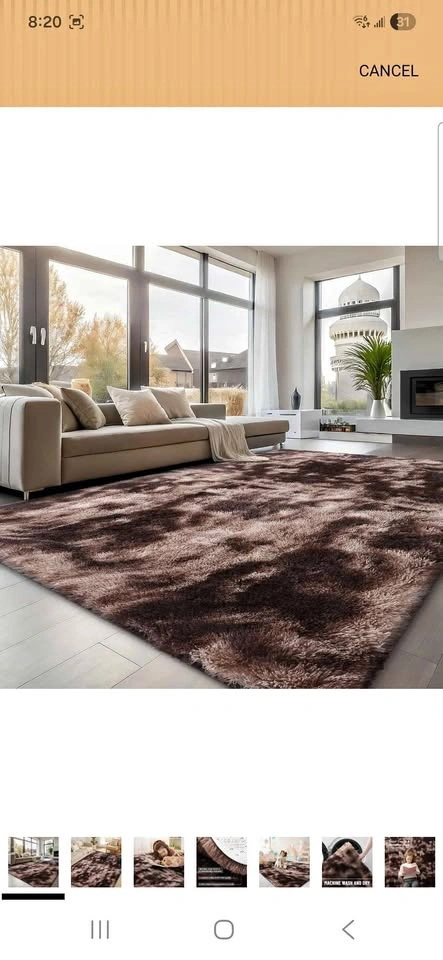 8x10 Shaggy Brown Dyed Area Rug