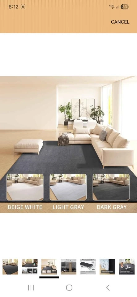 8x5 Faux Fur Dark Grey Area Rug - photo 2