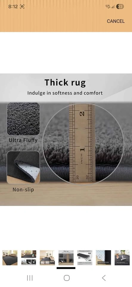 8x5 Faux Fur Dark Grey Area Rug - photo 4