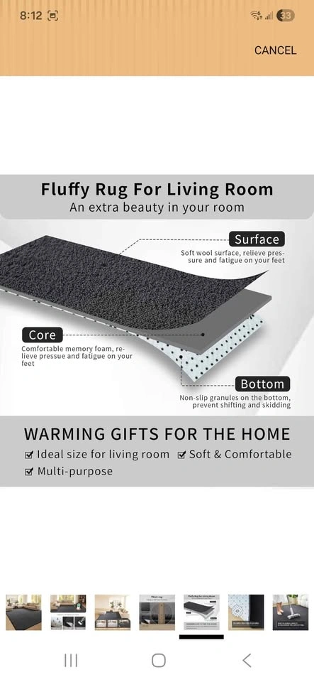 8x5 Faux Fur Dark Grey Area Rug - photo 5