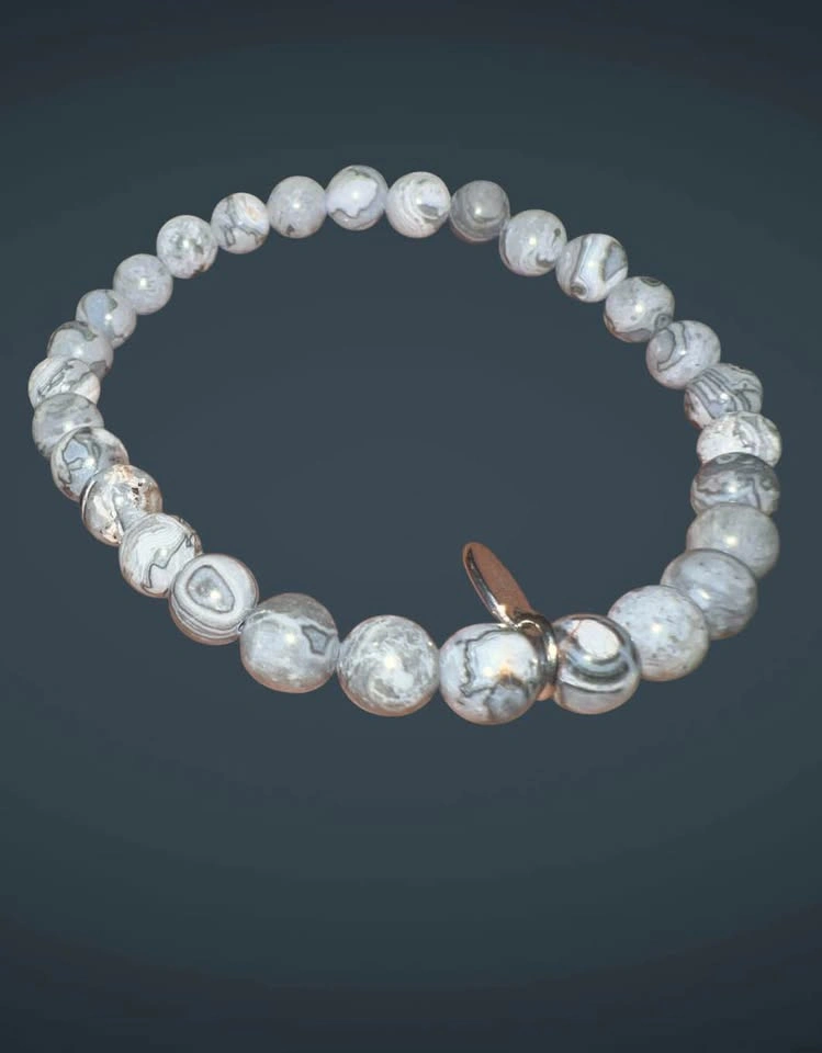 Grey Marble Beaded Stretch Bracelet ✨ - photo 2