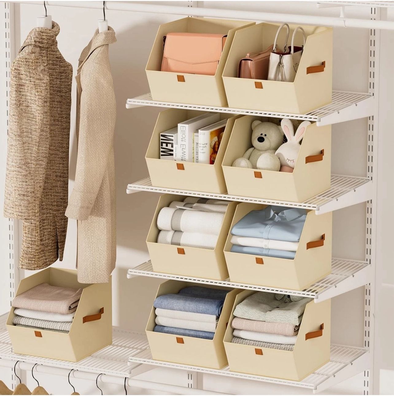 6 Pack Fabric Closet Storage Cubes - Beige - photo 4