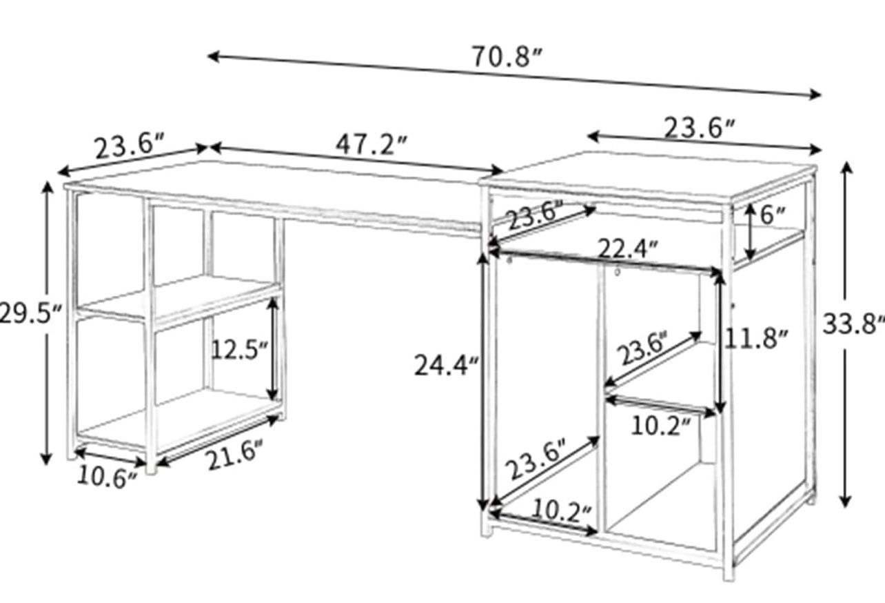 Sturdy Home Office Desk with Shelves - photo 2