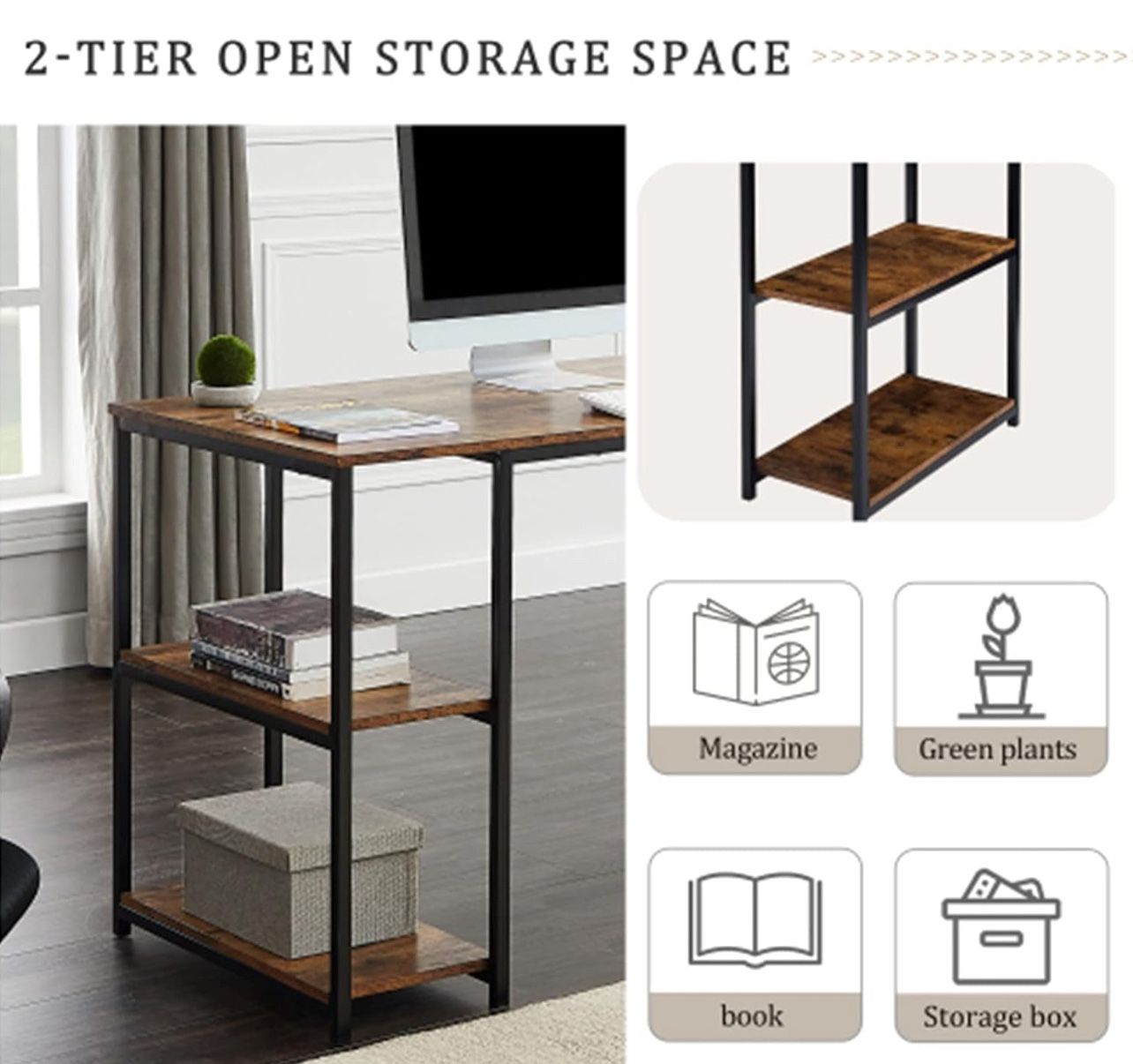 Sturdy Home Office Desk with Shelves - photo 4