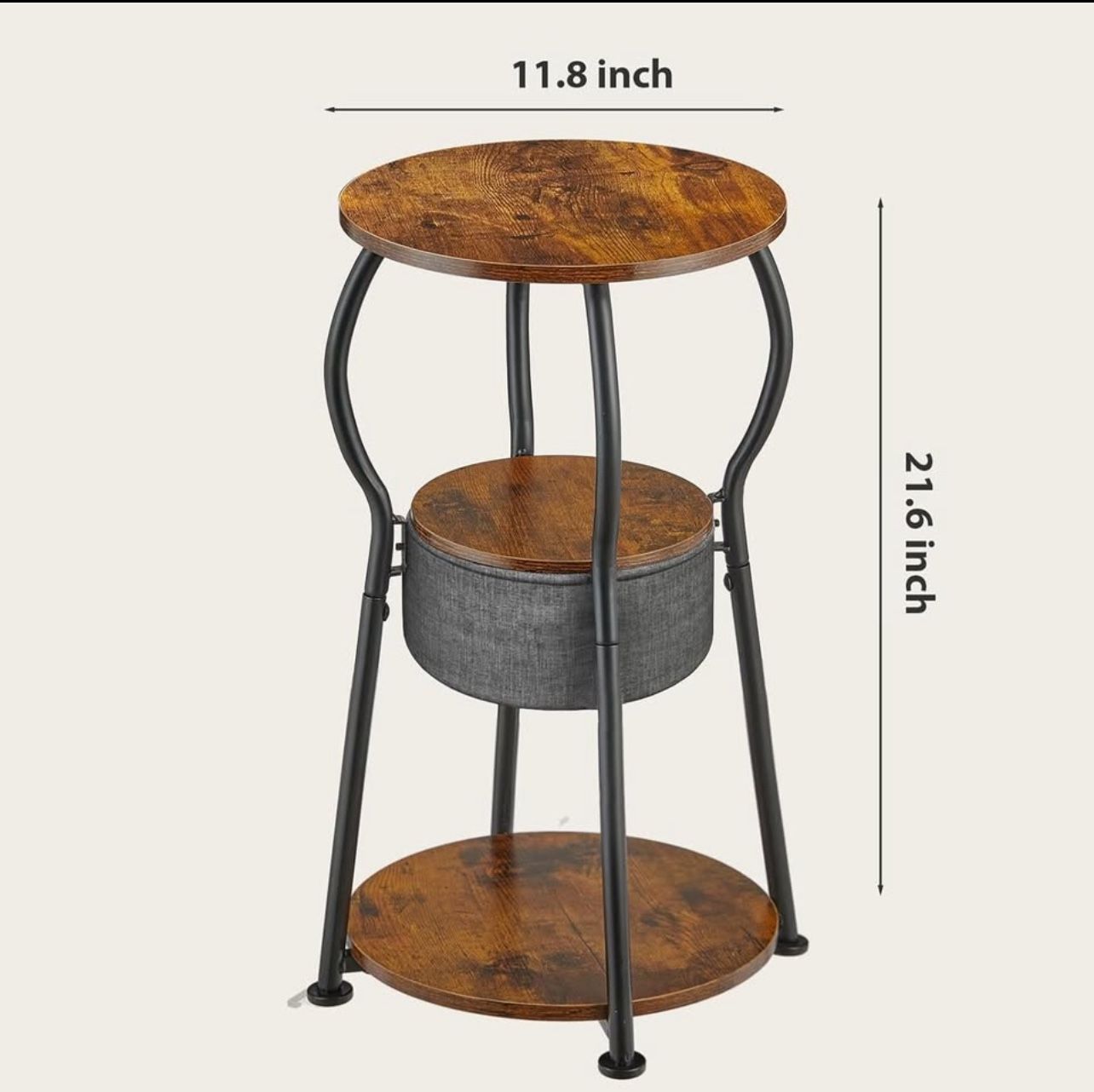 Small Round Side Table with Storage Bag - photo 2