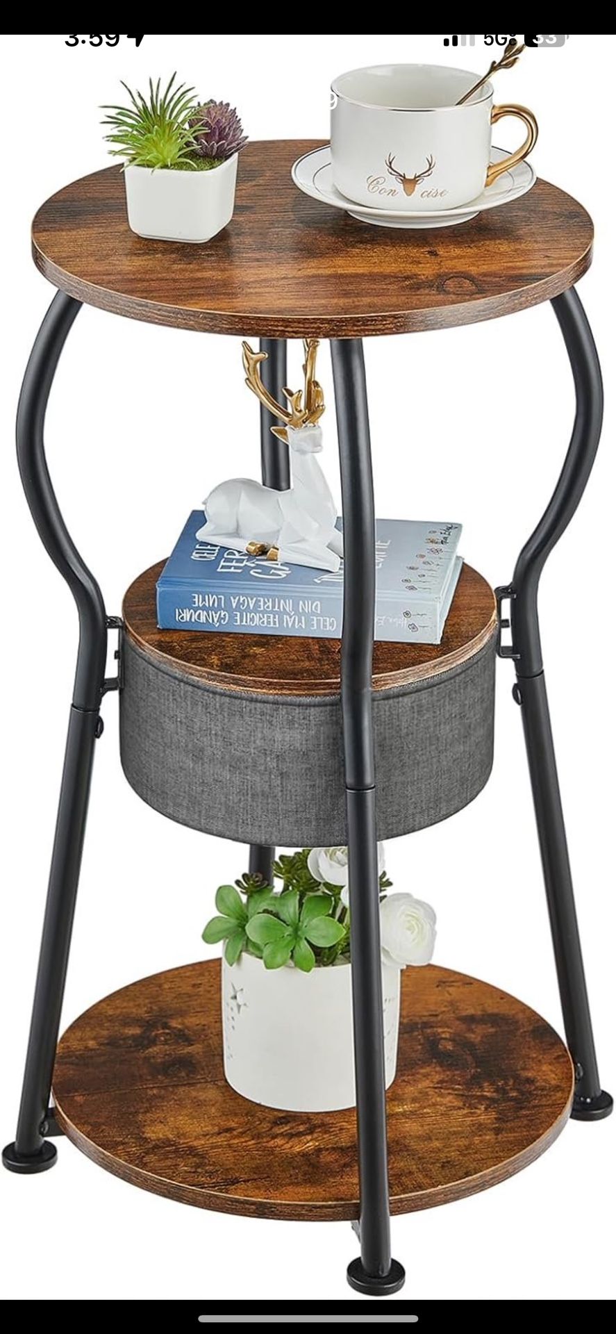 Small Round Side Table with Storage Bag - photo 3