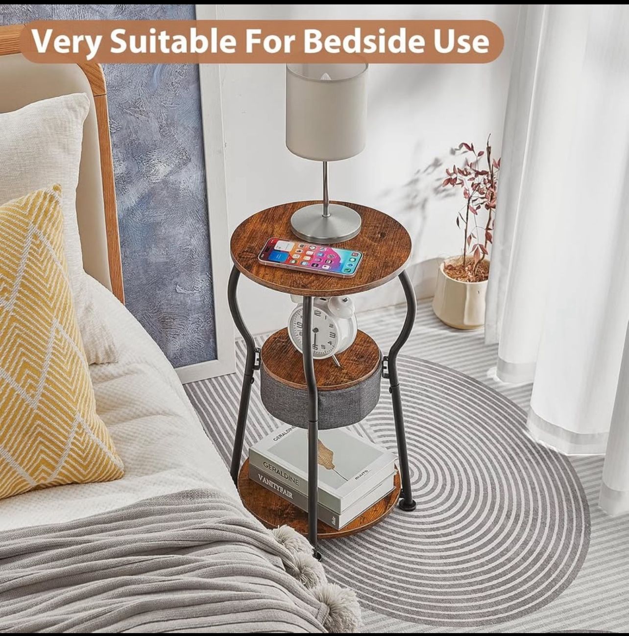 Small Round Side Table with Storage Bag - photo 5