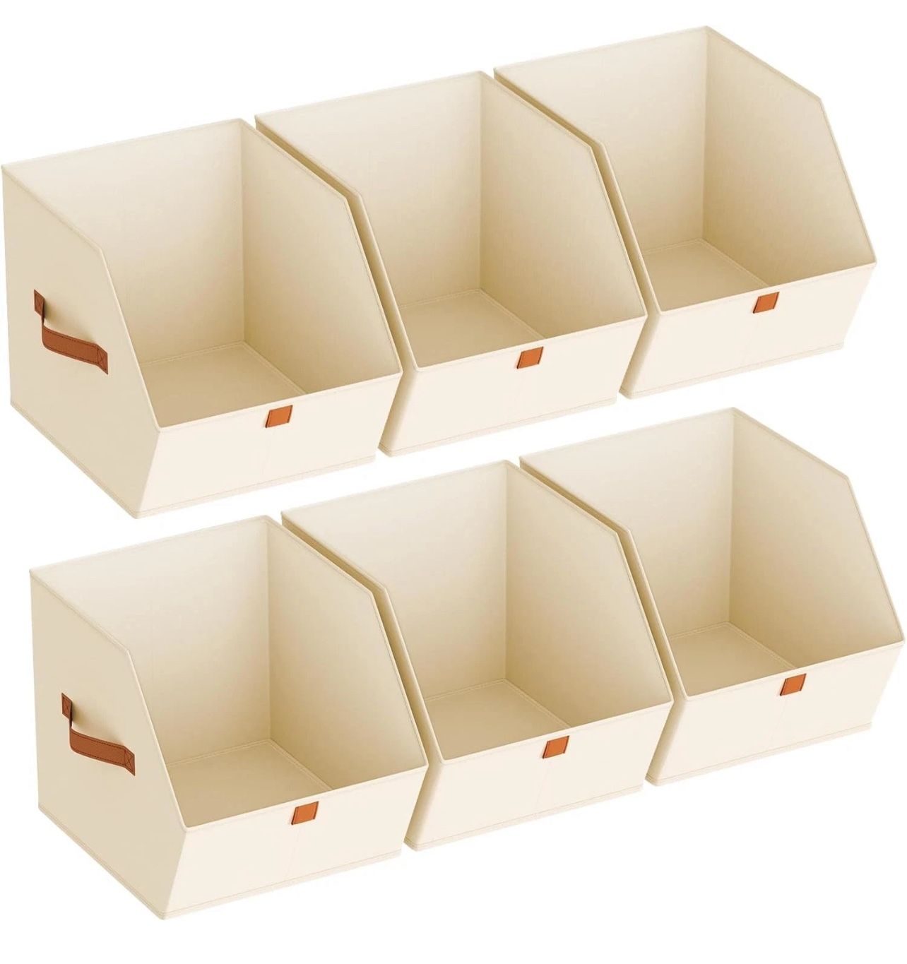 6 Pack Fabric Storage Cubes - Beige