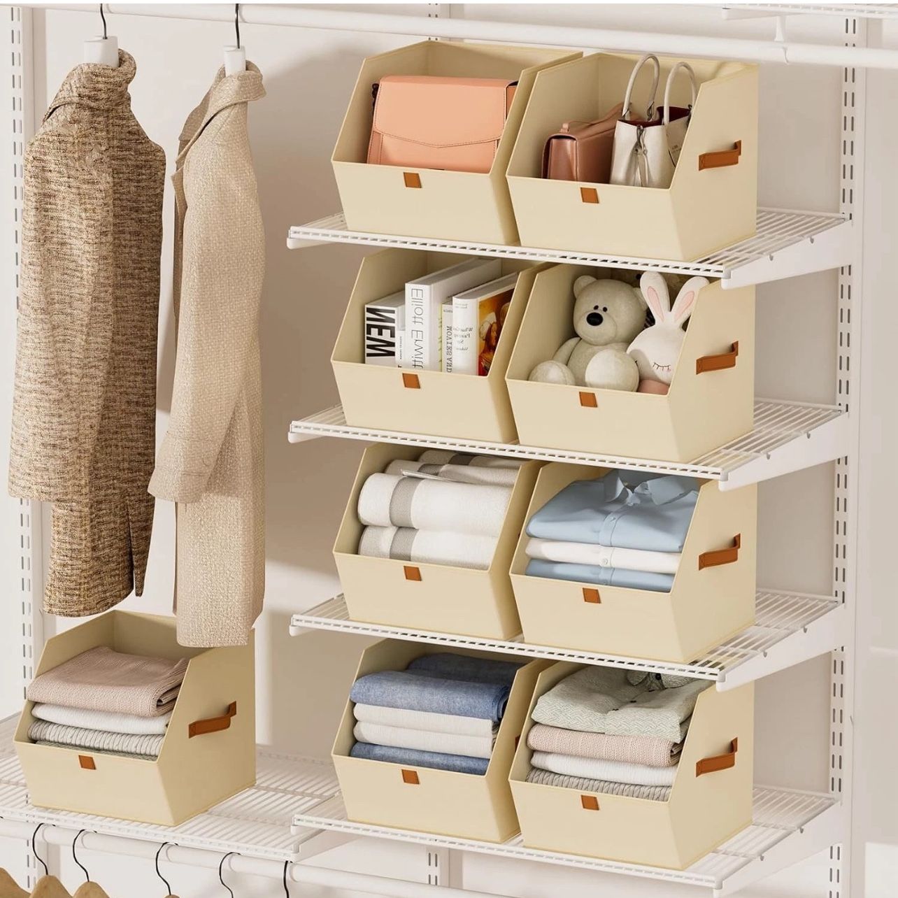 6 Pack Fabric Storage Cubes - Beige - photo 4