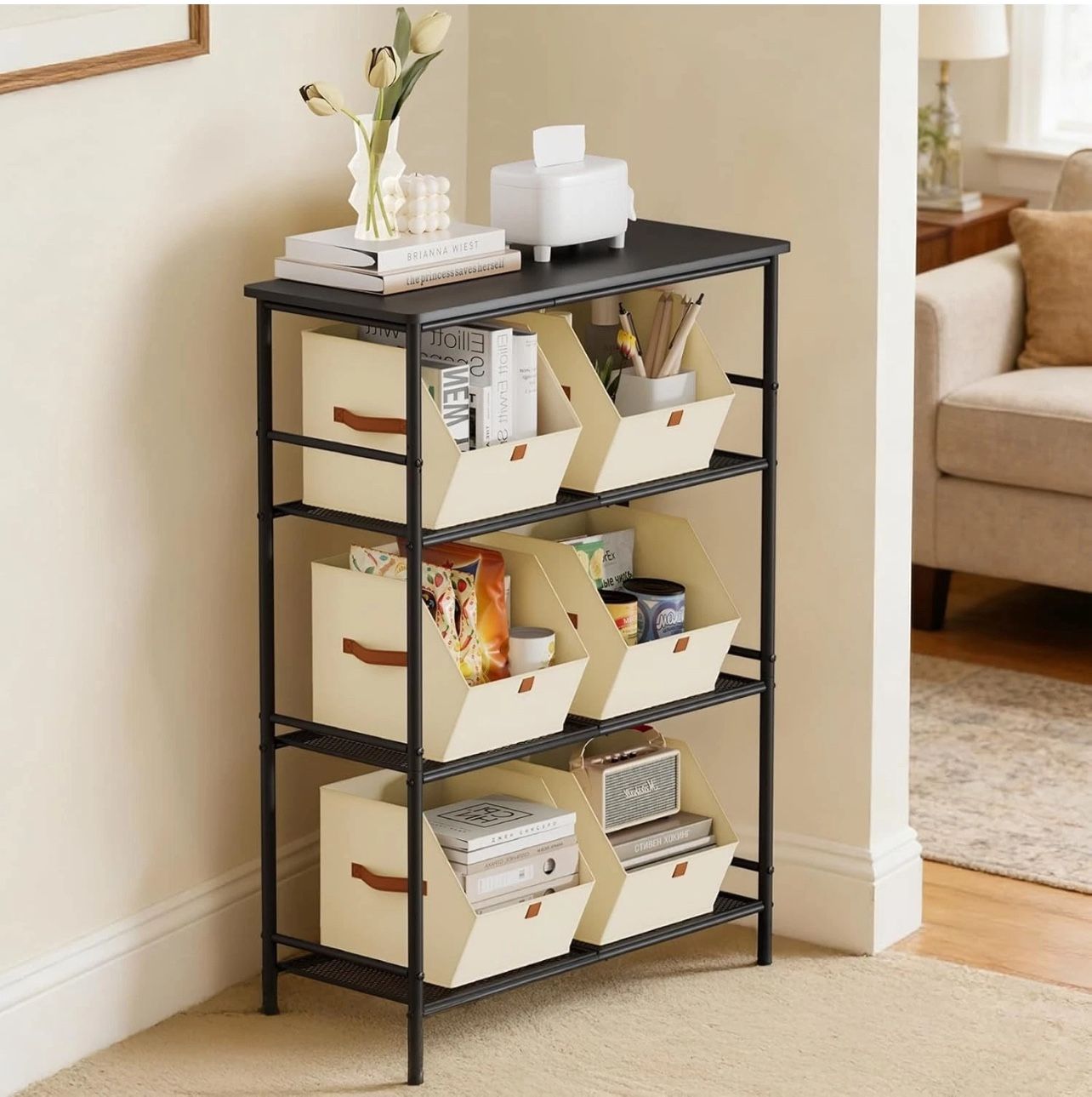 6 Pack Fabric Storage Cubes - Beige - photo 5
