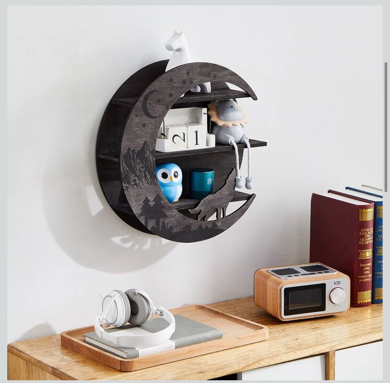 Wood Moon Shelf for Crystals, Oils - photo 3