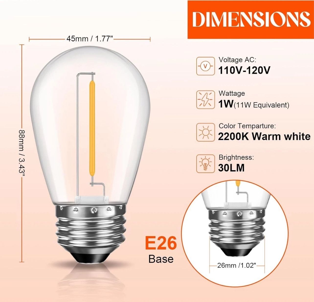 36 Pack S14 LED Bulbs for Outdoor String Lights - photo 2