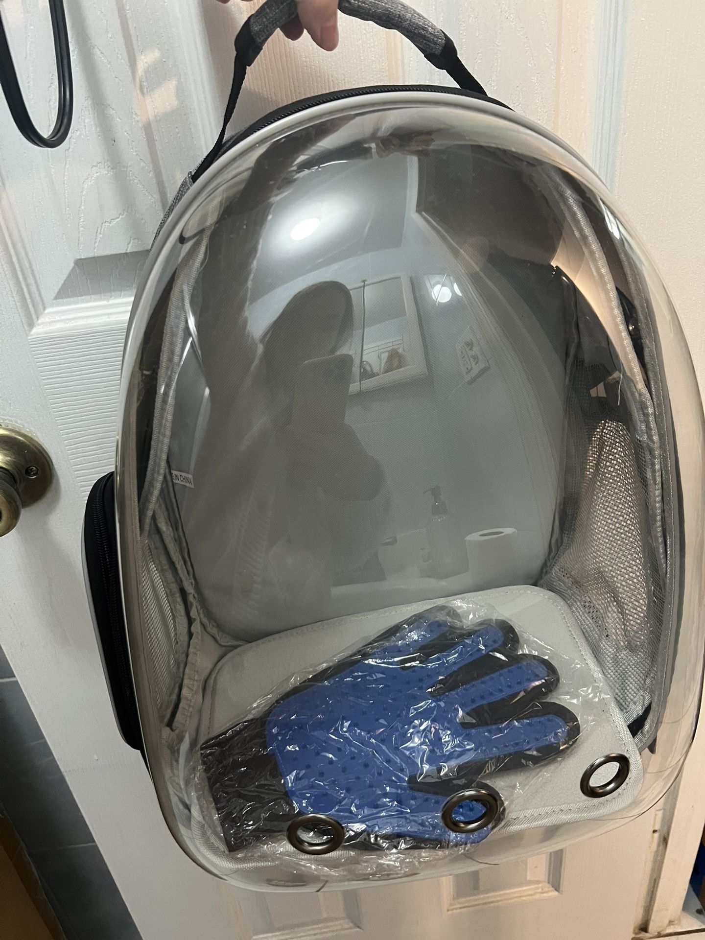 Pet Carrier Backpack With Grooming Glove