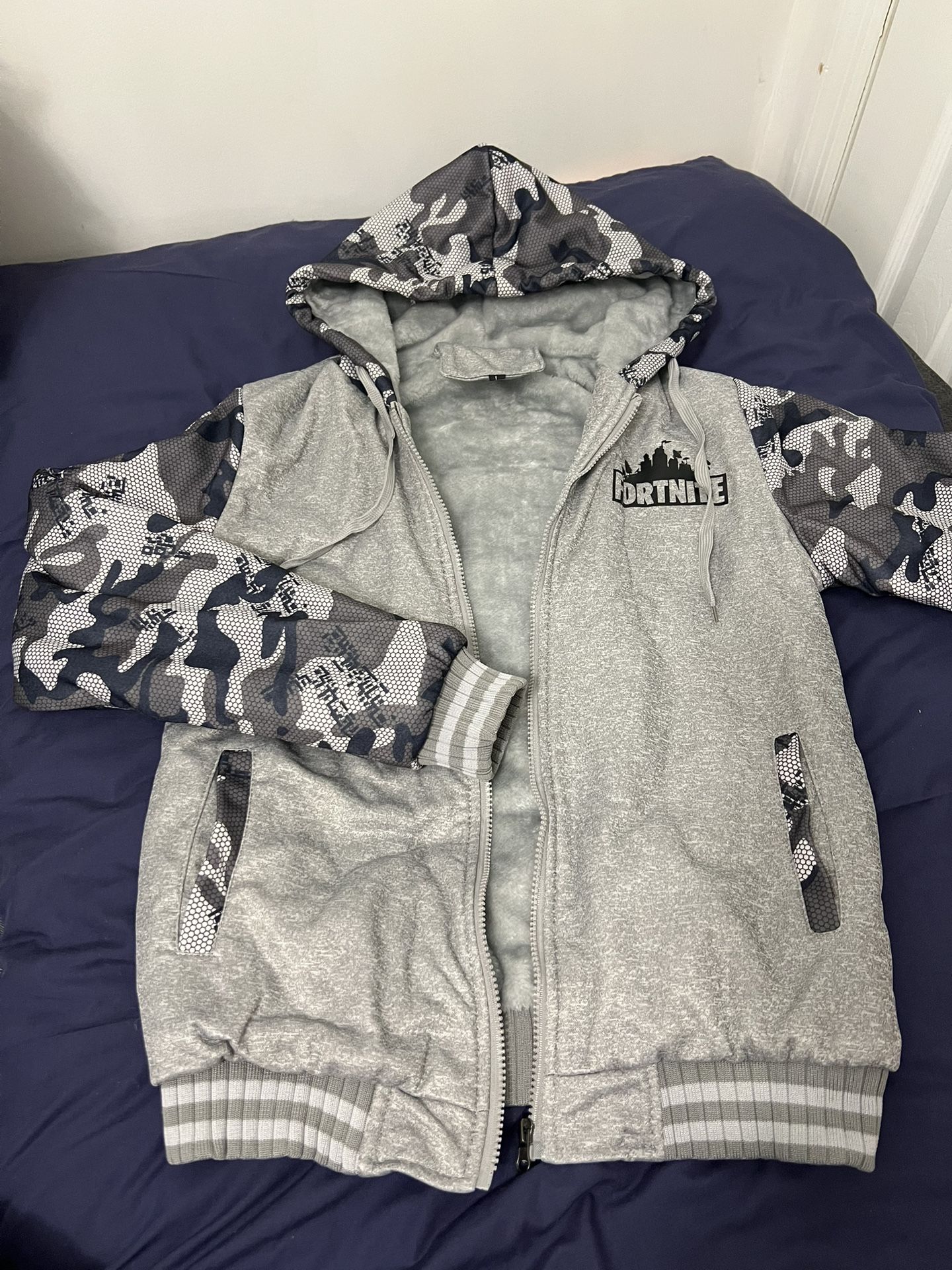 Men's Fleece Lined Winter Hoodie Coat - Gray