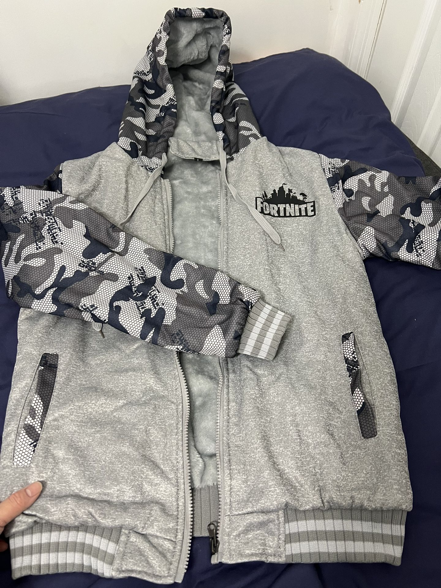 Men's Fleece Lined Winter Hoodie Coat - Gray - photo 2