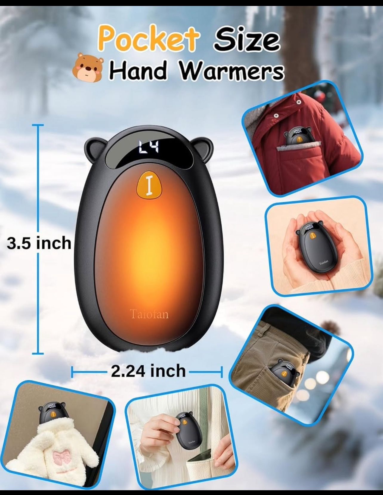 Rechargeable Electric Hand Warmers - Cute Bear Design - photo 4