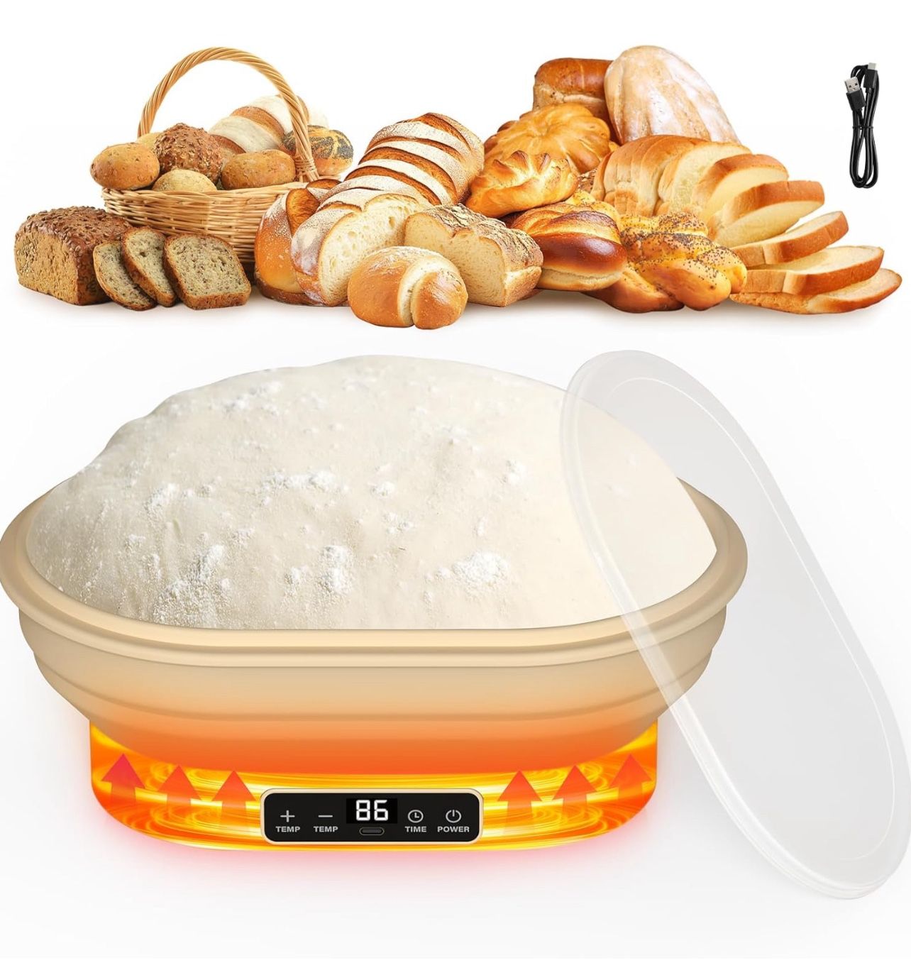 Heated Sourdough Proofing Basket - 2L Electric Banneton