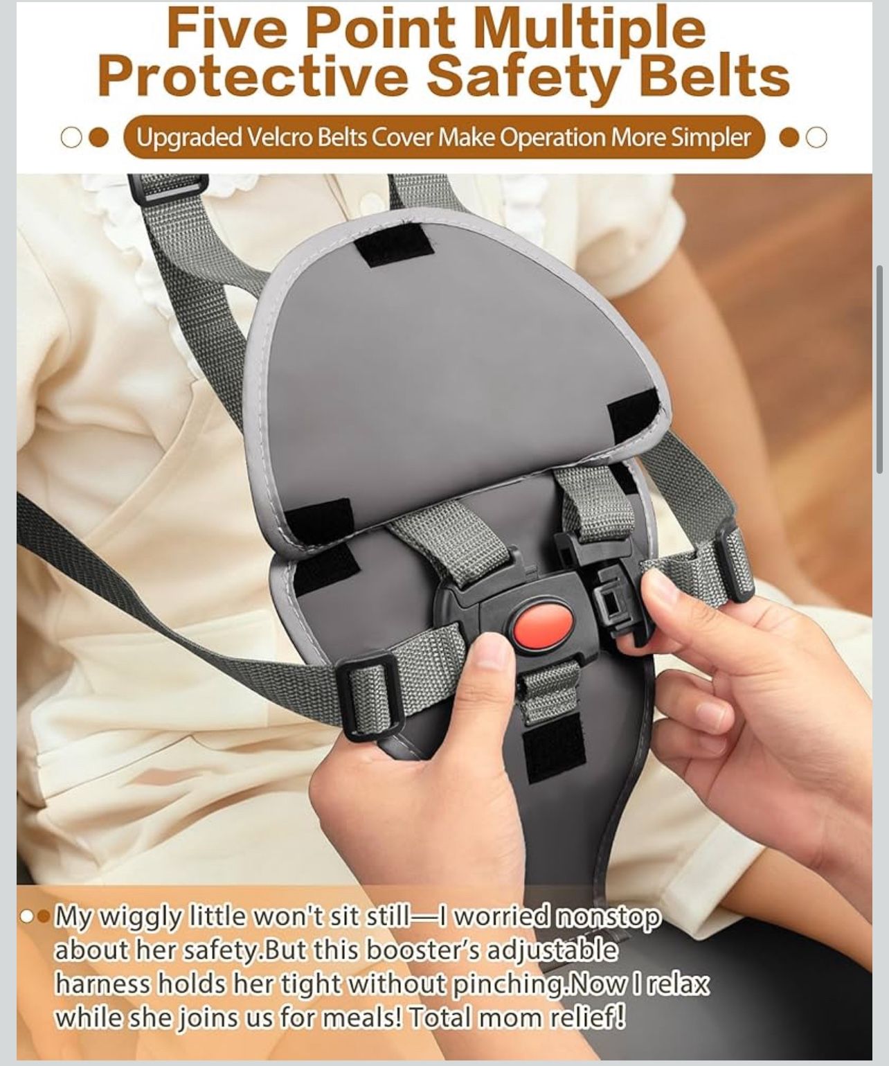 Toddler Booster Seat for Kitchen Chair - Portable & Adjustable - photo 3
