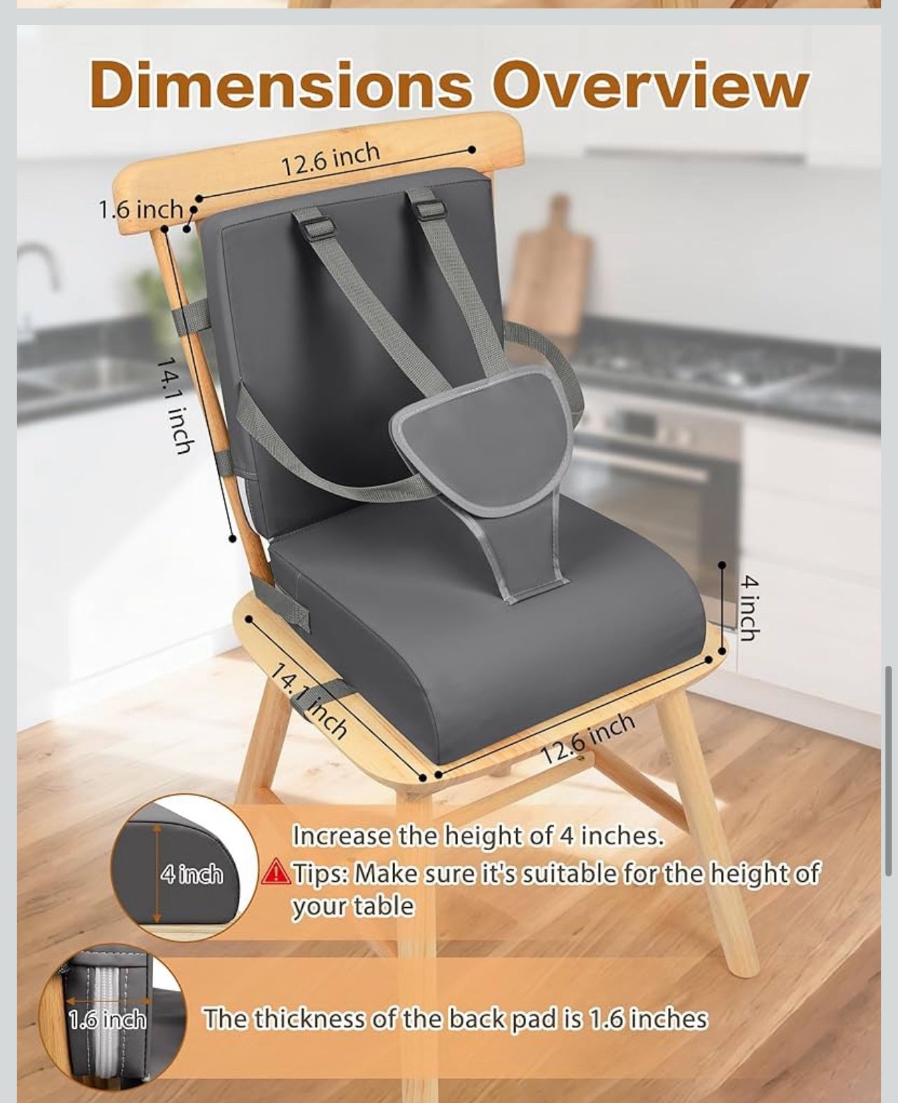 Toddler Booster Seat for Kitchen Chair - Portable & Adjustable - photo 5