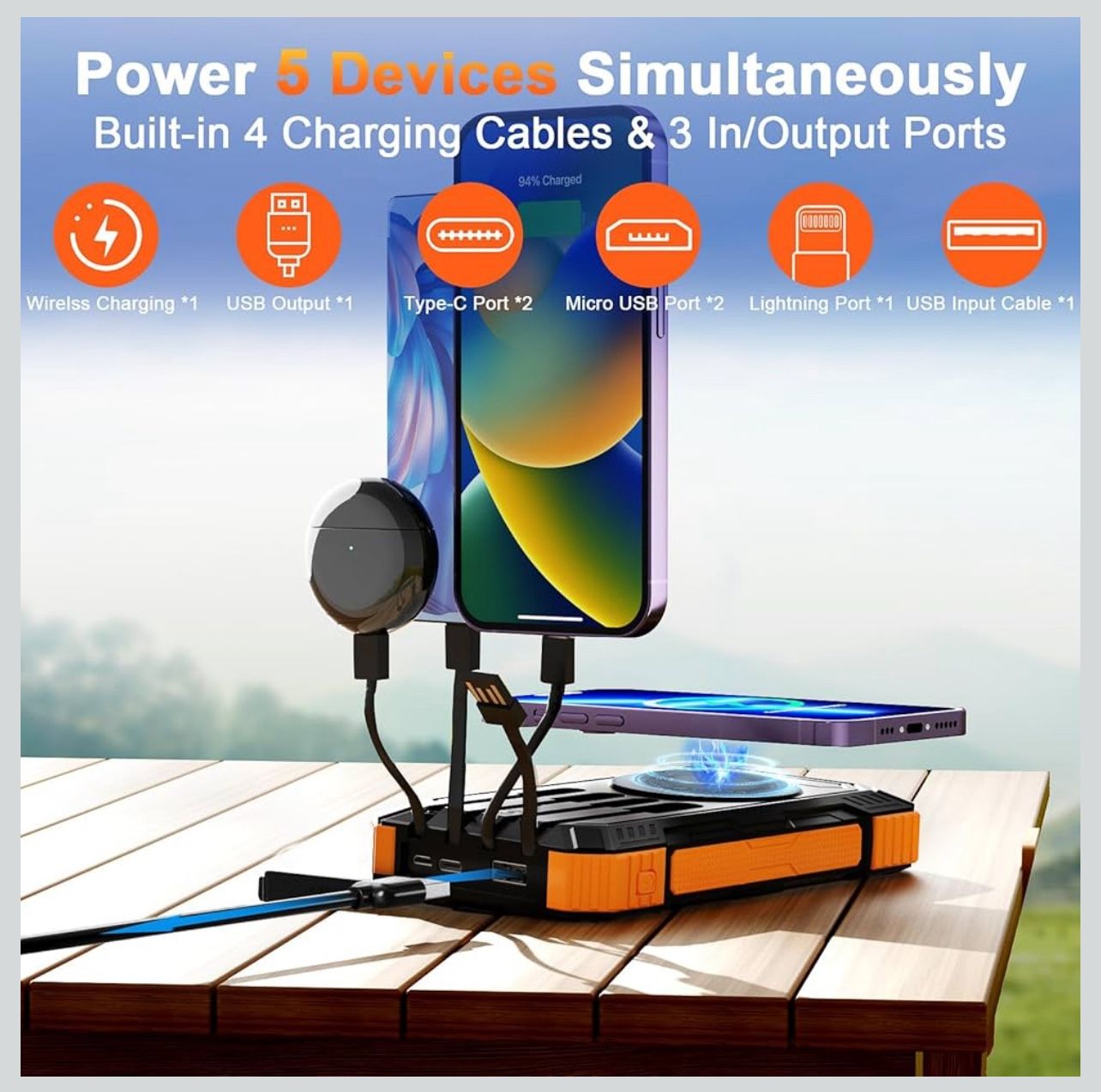 Solar Charger Power Bank - 49800mAh Solar Phone Charger - photo 2