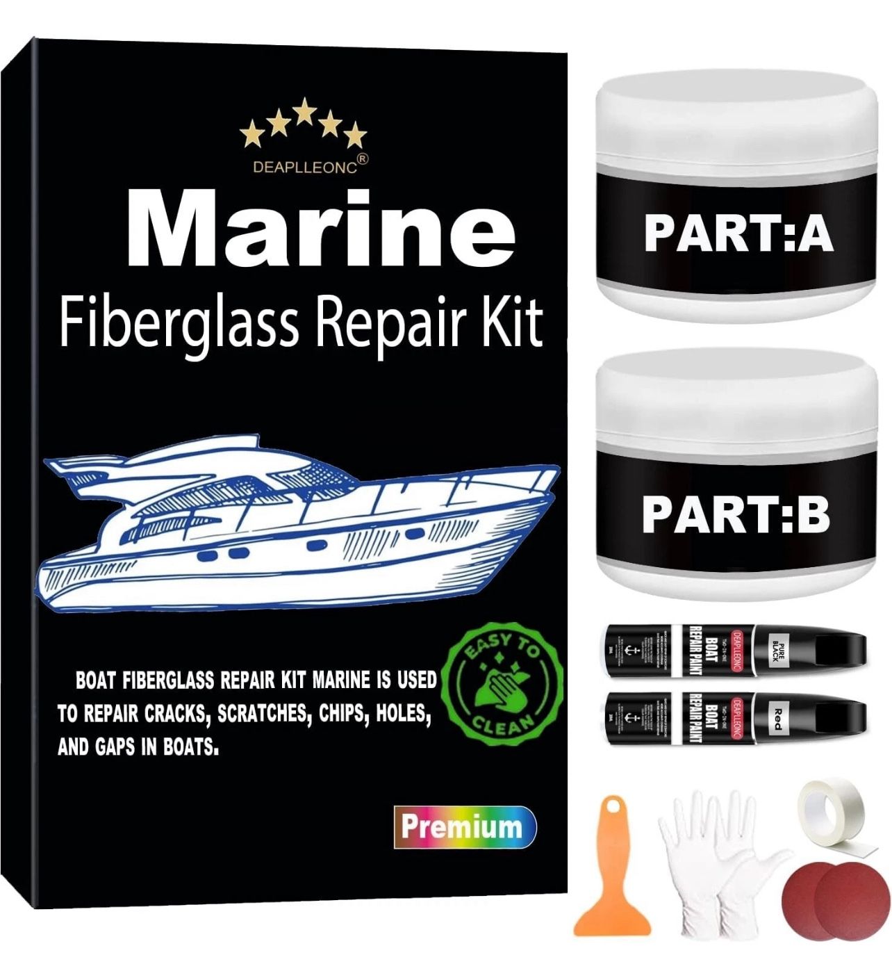 Marine Fiberglass Repair Kit for Boats - Gel Coat Repair