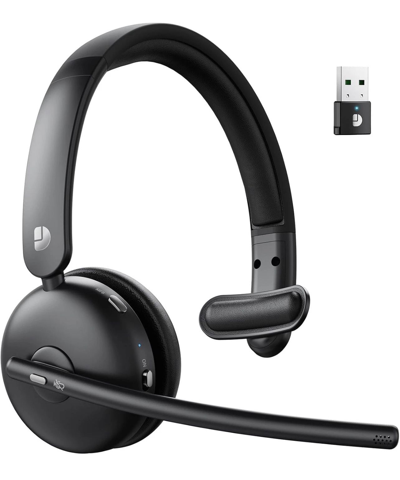 Wireless Headset with Mic for Work - Bluetooth 5.3, AI Noise Can