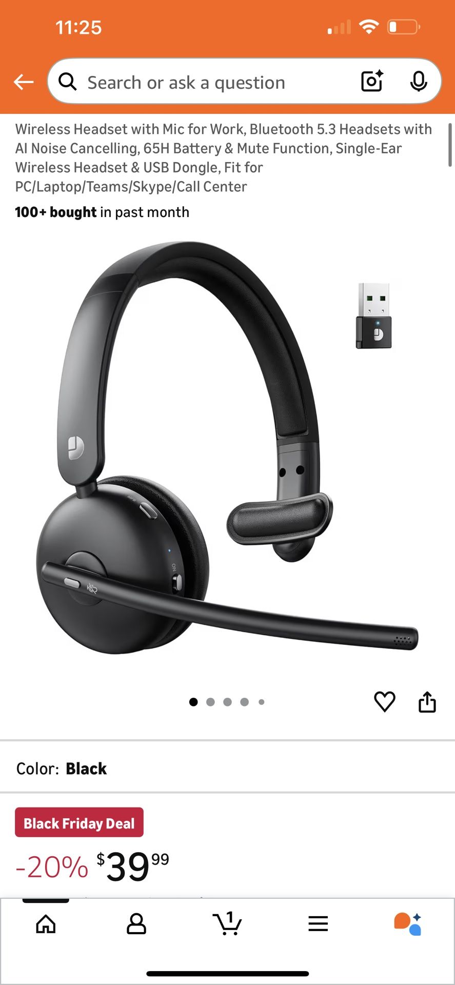Wireless Headset with Mic for Work - Bluetooth 5.3, AI Noise Can - photo 2