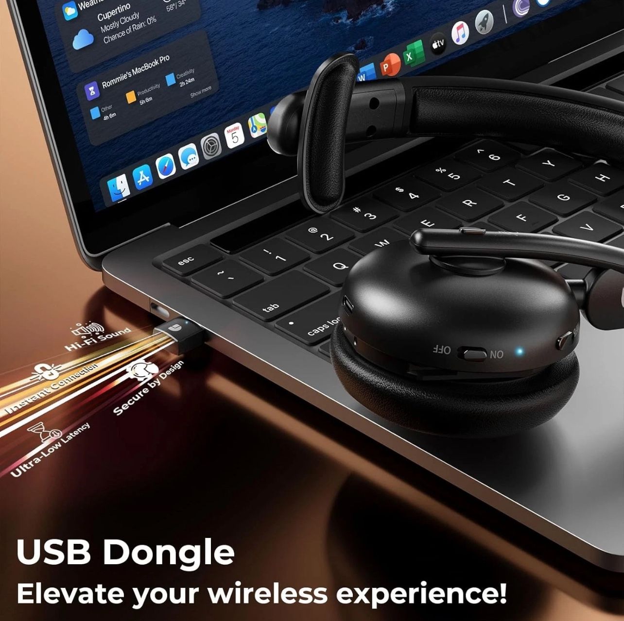 Wireless Headset with Mic for Work - Bluetooth 5.3, AI Noise Can - photo 5