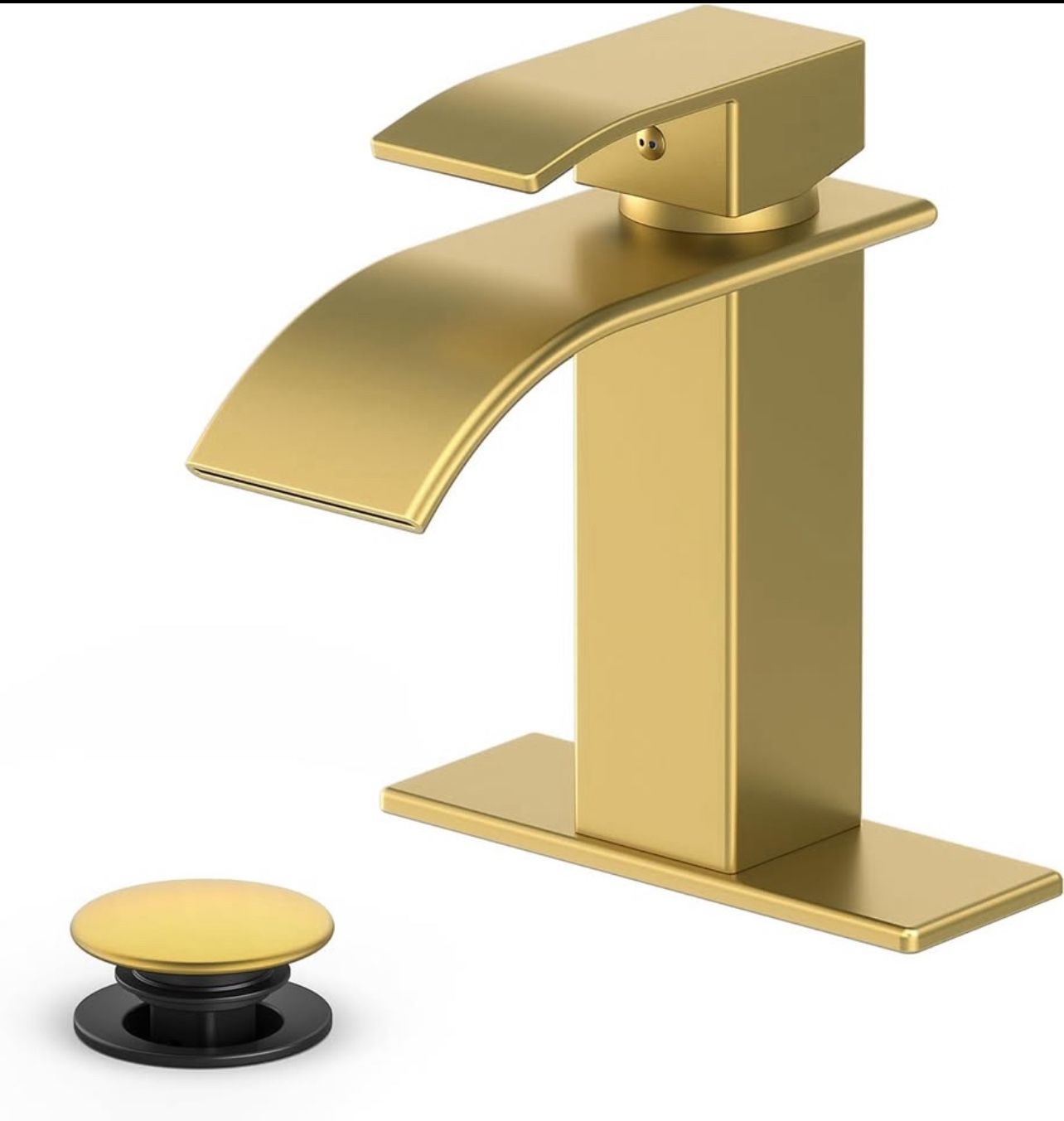Brushed Gold Waterfall Bathroom Faucet - Single Handle
