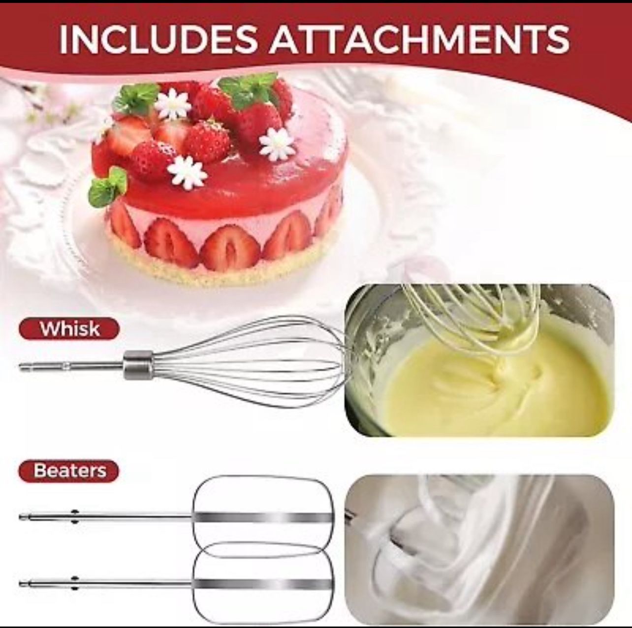 250-Watt 5-Speed Electric Hand Mixer w/ Case - photo 5