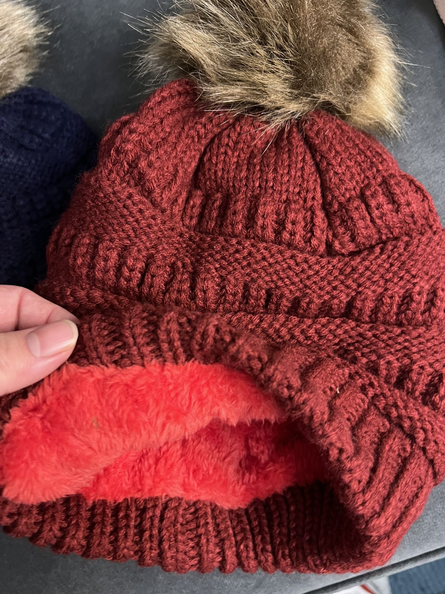 3 Pom Pom Winter Hats - Fleece & Non-Fleece - photo 2