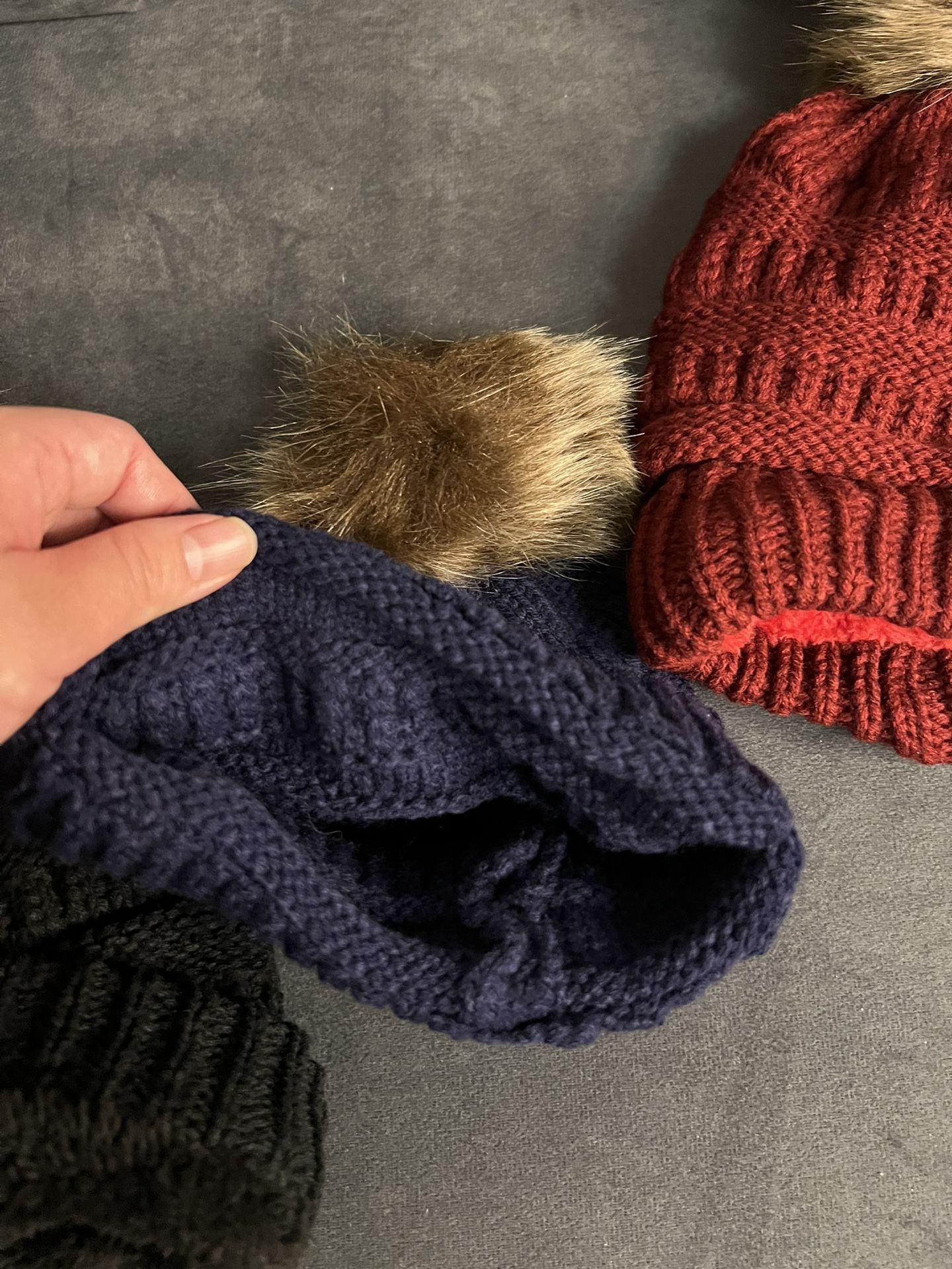 3 Pom Pom Winter Hats - Fleece & Non-Fleece - photo 4