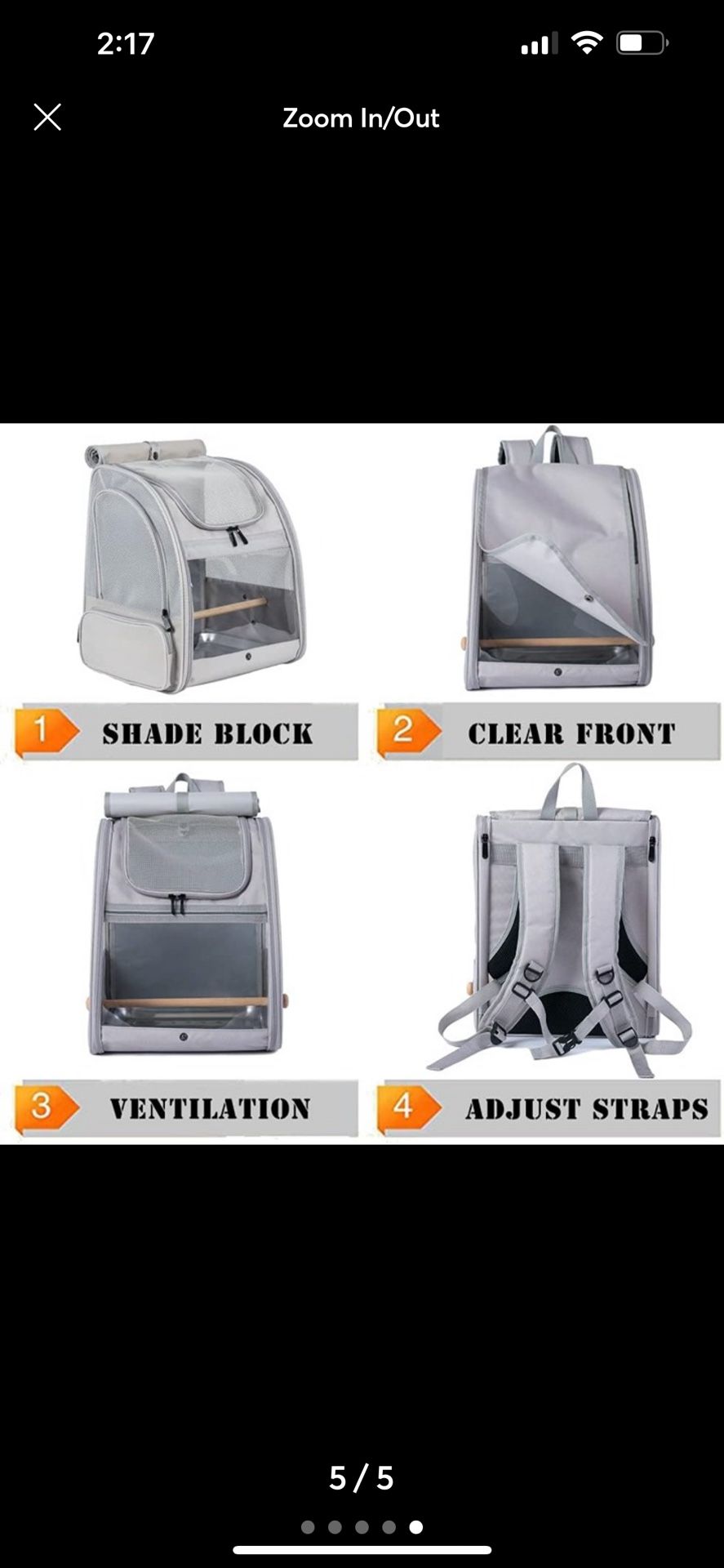 Grey Bird Backpack Carrier with Stand Perch - photo 5