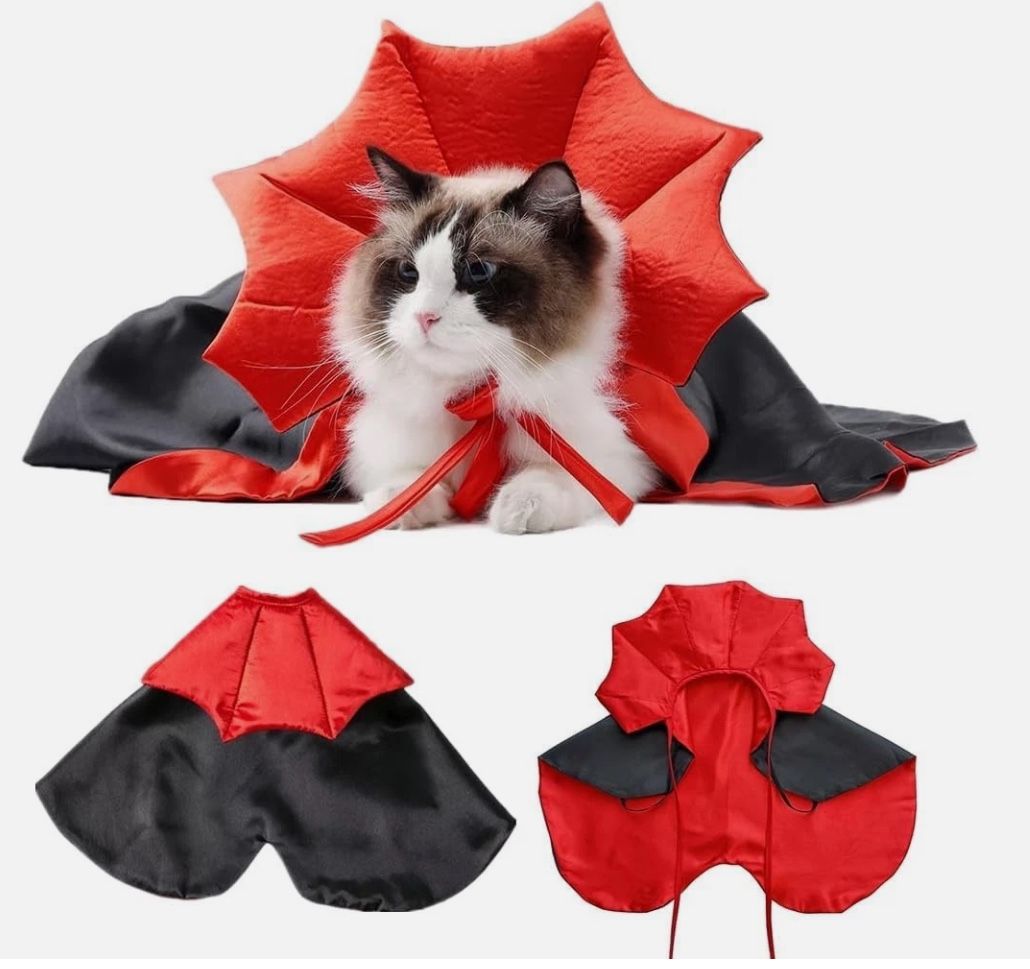 Dog & Cat Vampire Costume Cloak (Black, S) - photo 4