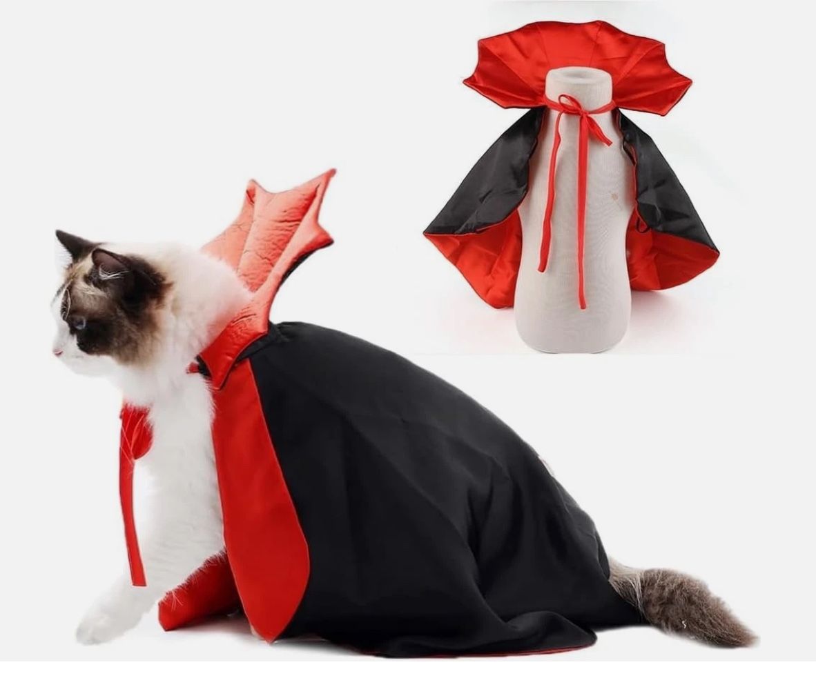 Dog & Cat Vampire Costume Cloak (Black, S) - photo 5