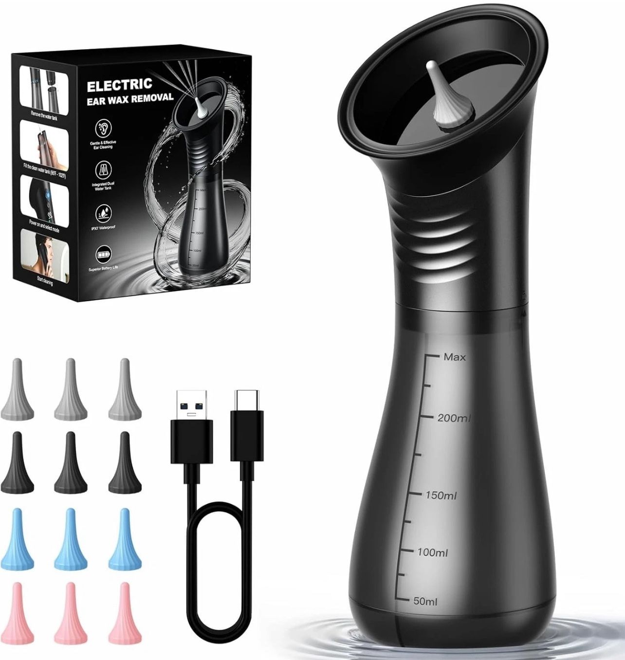 Ear Wax Removal Kit with LED Display & Dual Tank