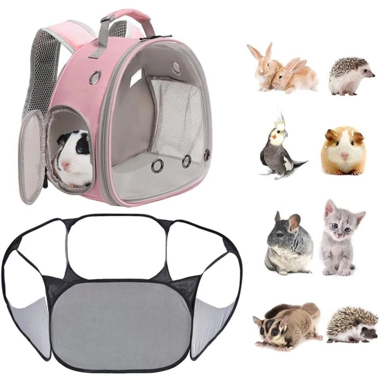 2-Pack Guinea Pig Carrier Backpack & Playpen Set