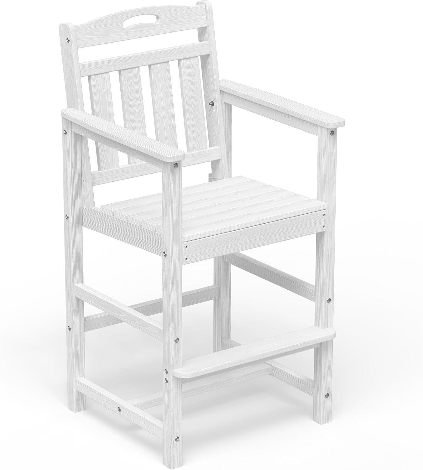 White Tall Adirondack Bar Chair for Patio